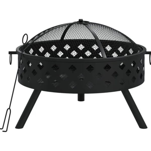 vidaXL Eldstad med eldgaffel 58 cm XXL stål