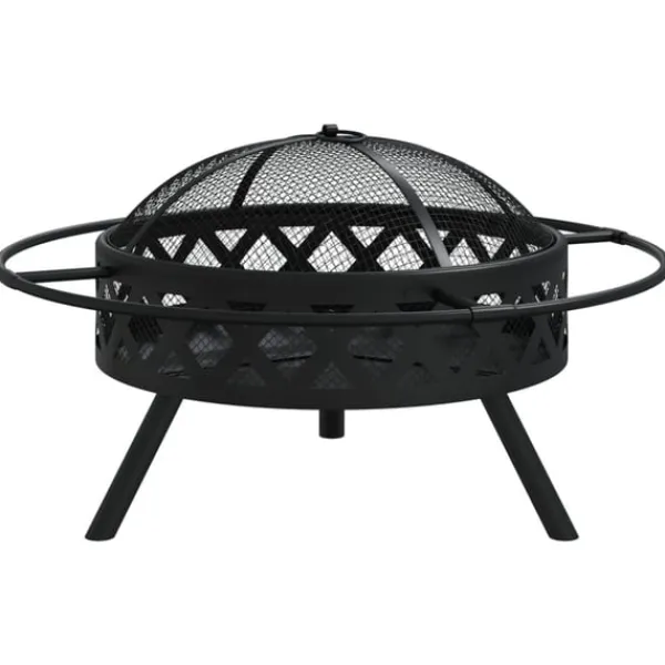 vidaXL Eldstad med eldgaffel 70 cm XXL stål