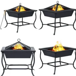 Discount Eldstad svart 42x42x45 cm stål - Eldstad - Eldgrop - Home & Living Öppna Spisar
