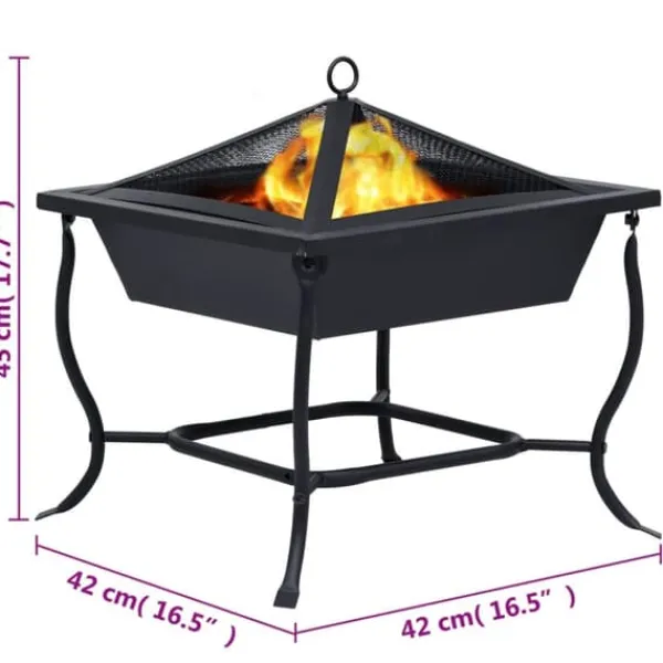 Discount Eldstad svart 42x42x45 cm stål - Eldstad - Eldgrop - Home & Living Öppna Spisar