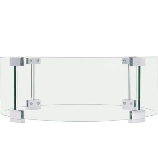Online Eldstad Vindskydd, 435 x 170 mm glasflamskydd, 6 mm härdat glas, för propan, gas, utomhus, uteplats, bakgård Tillbehör Till Vedeldade Kaminer & Öppna Spisar