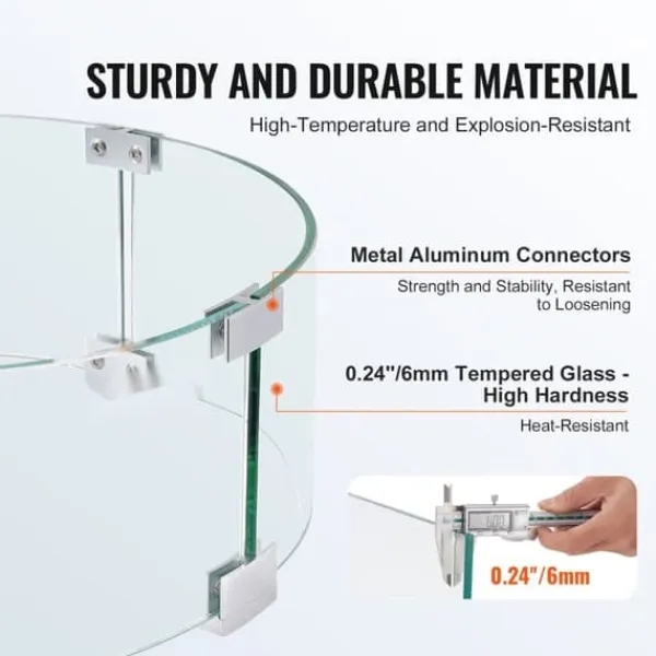 Online Eldstad Vindskydd, 435 x 170 mm glasflamskydd, 6 mm härdat glas, för propan, gas, utomhus, uteplats, bakgård Tillbehör Till Vedeldade Kaminer & Öppna Spisar
