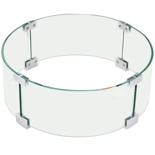 Online Eldstad Vindskydd, 435 x 170 mm glasflamskydd, 6 mm härdat glas, för propan, gas, utomhus, uteplats, bakgård Tillbehör Till Vedeldade Kaminer & Öppna Spisar