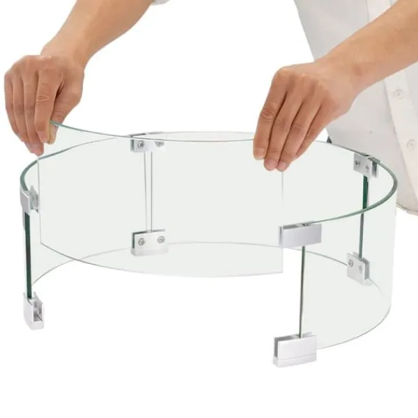 Online Eldstad Vindskydd, 435 x 170 mm glasflamskydd, 6 mm härdat glas, för propan, gas, utomhus, uteplats, bakgård Tillbehör Till Vedeldade Kaminer & Öppna Spisar