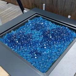 Eldstadsglaspärlor, 1 cm, Blå, Högtemperaturbeständiga