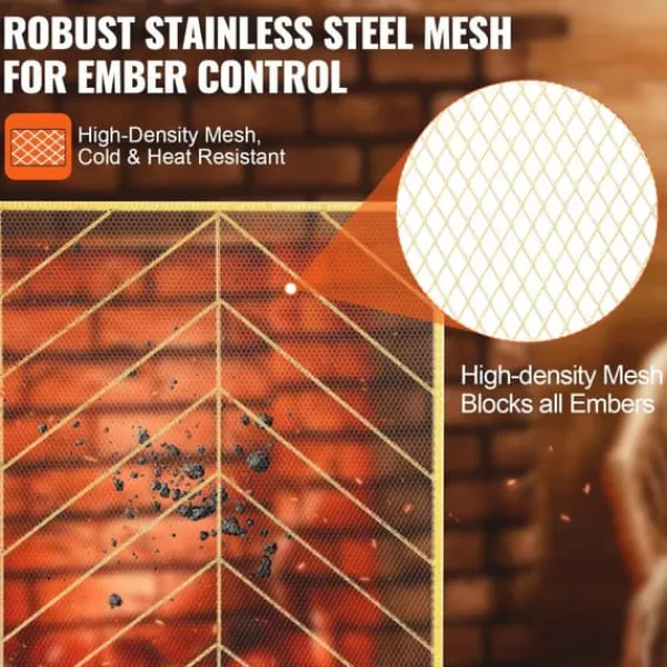 Hot Eldstadsskärm Enkelpanel, Stark Iron Mesh, 980(L)x758(H)MM, Gnistskydd, Enkel installation, Fristående brandstängsel. Tillbehör Till Vedeldade Kaminer & Öppna Spisar