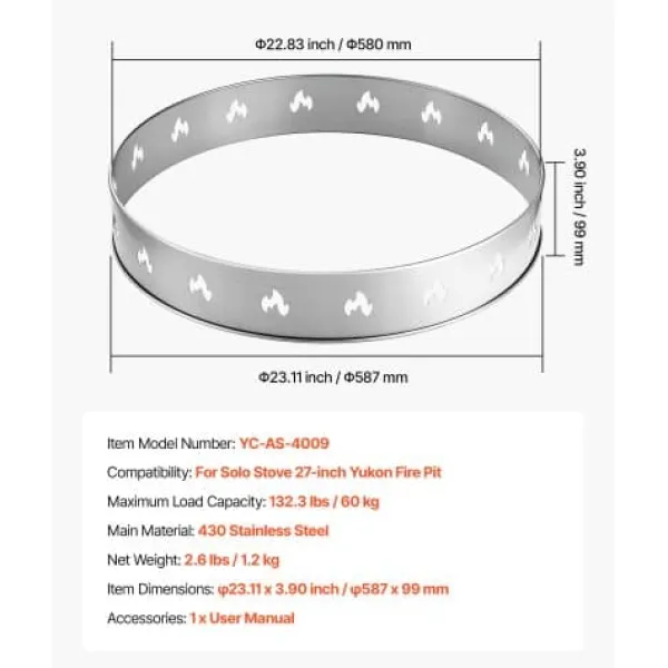 Clearance Eldstadsställ, 68,6x9,9 cm, Rostfritt stål, Portabelt utomhustillbehör Tillbehör Till Vedeldade Kaminer & Öppna Spisar