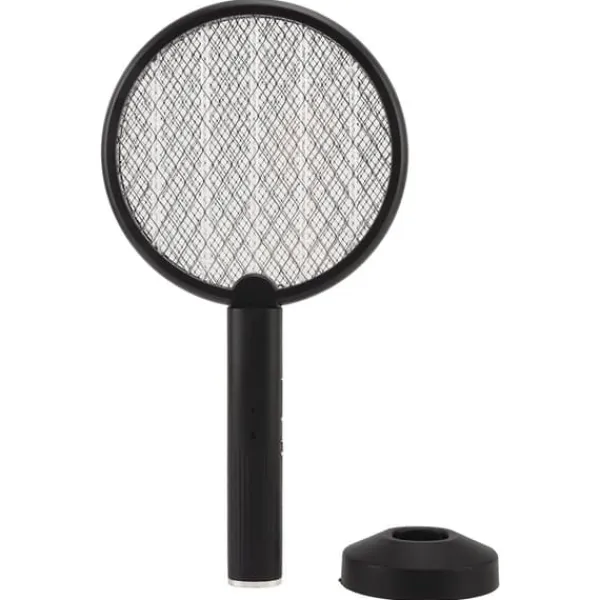 Outlet Electric Bug Swatter USB Laddning Rund Flugdödare för Courtyard Kitchen Svart Flugsmällor