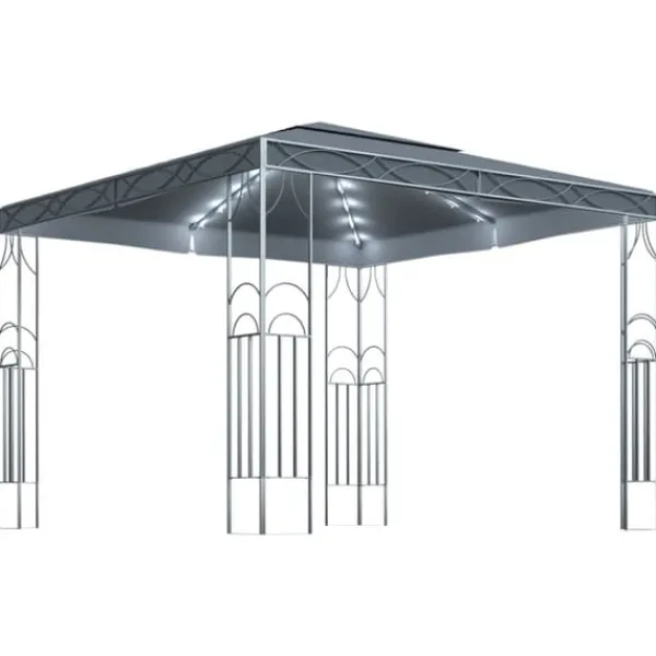 Elegant paviljong med ljusslinga - Solskydd för utomhusevenemang | Färg: Antracit | Storlek: 300x300 cm