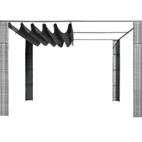 Elegant paviljong med tak i PE-rotting | Färg: Grå och Antracit | Storlek: 300x300x220 cm
