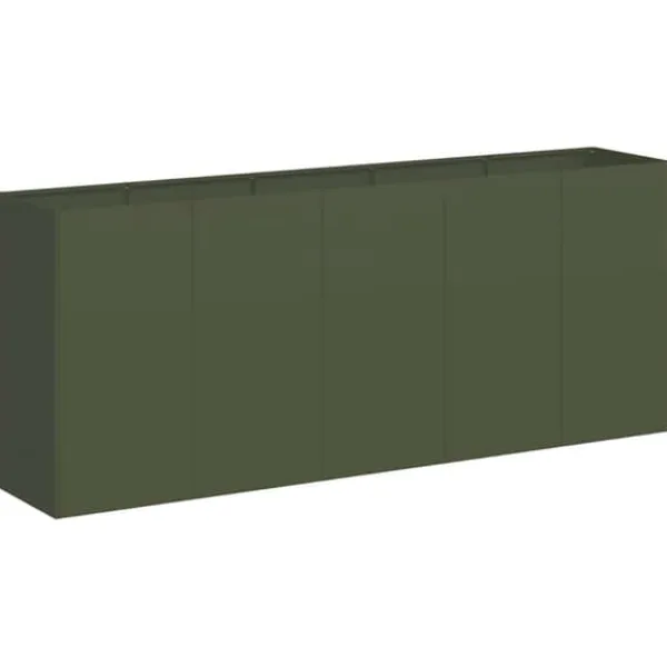 Outlet Elegant planteringskärl i olivgrön kallvalsad stål | Storlek: 200x40x80 cm Krukor & Växtbehållare