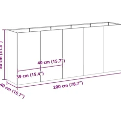 Outlet Elegant planteringskärl i olivgrön kallvalsad stål | Storlek: 200x40x80 cm Krukor & Växtbehållare