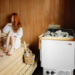 Elektrisk Bastuvärmare 8KW, Inbyggd kontroll, Rostfritt stål, lämplig för 8-12 m³HomeSpa
