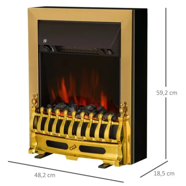 Elektrisk öppen spis, 48,2x18,5x59,2 cm, Guld