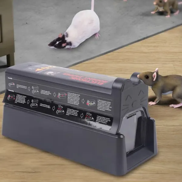 New Elektrisk råttfälla - Elektronisk mus- och råttfälla - 220V 60Hz - Elchock 7000V - Adapter 6V/1A - Plast - Svart Skadedjursfällor