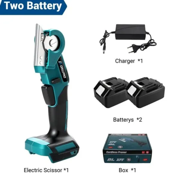 Hot Elektrisk sax, borstad motor, uppladdningsbart batteri,2 Batteri, EU Trädgårdsverktyg