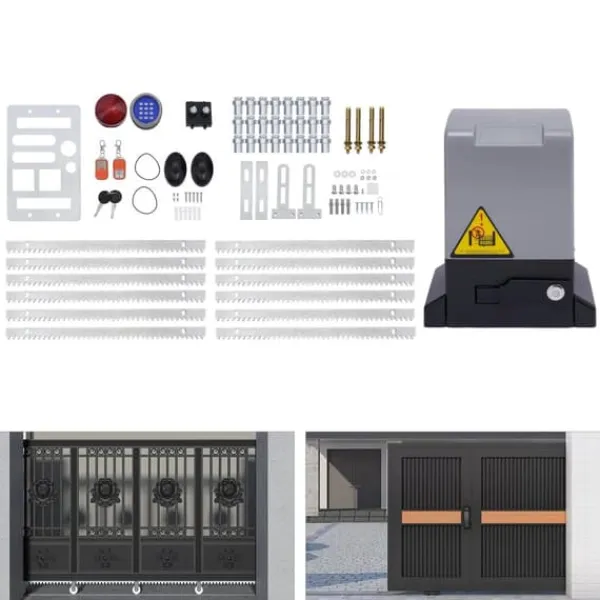 Best Elektrisk skjutgrindsöppnare - 550 W Motor - 1200 kg Kapacitet - Fjärrkontroll - För Tunga Skjutgrindar - CE-certifierad - Mörkgrå Skjul, Garage & Carports