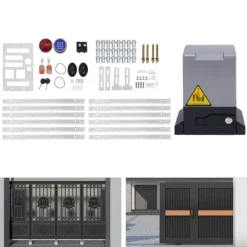 Best Elektrisk skjutgrindsöppnare - 550 W Motor - 1200 kg Kapacitet - Fjärrkontroll - För Tunga Skjutgrindar - CE-certifierad - Mörkgrå Skjul, Garage & Carports
