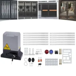 Best Elektrisk skjutgrindsöppnare - 550 W Motor - 1200 kg Kapacitet - Fjärrkontroll - För Tunga Skjutgrindar - CE-certifierad - Mörkgrå Skjul, Garage & Carports