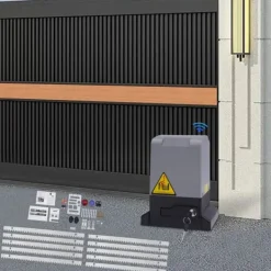 Best Elektrisk skjutgrindsöppnare - 550 W Motor - 1200 kg Kapacitet - Fjärrkontroll - För Tunga Skjutgrindar - CE-certifierad - Mörkgrå Skjul, Garage & Carports