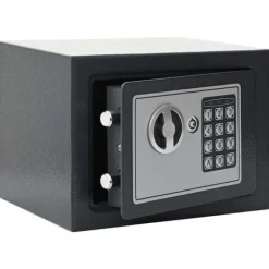 Elektroniskt digitalt säkerhetsskåp i mörkgrått | Storlek: 23x17x17 cm | Material: Stål