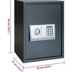 New Elektroniskt Digitalt Värdeskåp med Hylla - Robust Stål | Färg: Mörkgrå | Storlek: 35x31x50 cm Kassaskåp
