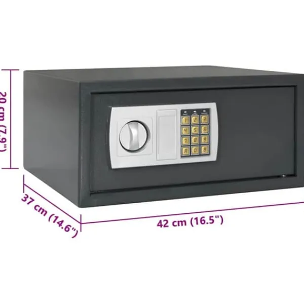 Elektroniskt Digitalt Värdeskåp i Stål - Säkerhetslösning för Hem & Kontor | Färg: Dim Grå | Storlek: 42x37x20 cm