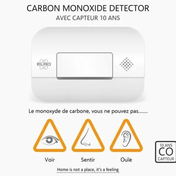 ELRO FC2702 kolmonoxiddetektor - 10 års sensor - EN50291-kompatibel Rök- & Koloxiddetektorer