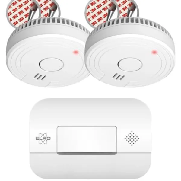 New ELRO FF1840 Brandskyddssats - 2x rökdetektorer med magnetfäste - 5 batterier - & kolmonoxiddetektor Rök- & Koloxiddetektorer