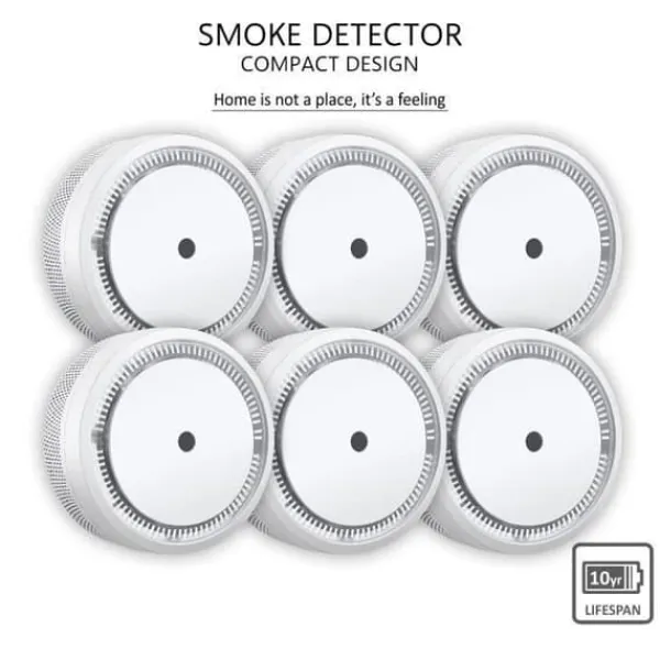 ELRO FS8010 Mini rökdetektor - Kompakt design - 10 års batteri - EN 14604 - 6 delar Rök- & Koloxiddetektorer