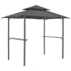 [en.casa] BBQ-paviljong Parga-grillpaviljong-250x241x151cm-pulverlackerat stål-eldtåligt tak-med sidohyllor-antracit-mörkgrå