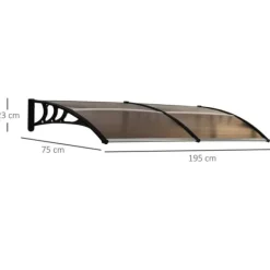 Online Entrétak 75×195×23 cm – polykarbonat, sol- & regnskydd, brunt Skjul, Garage & Carports