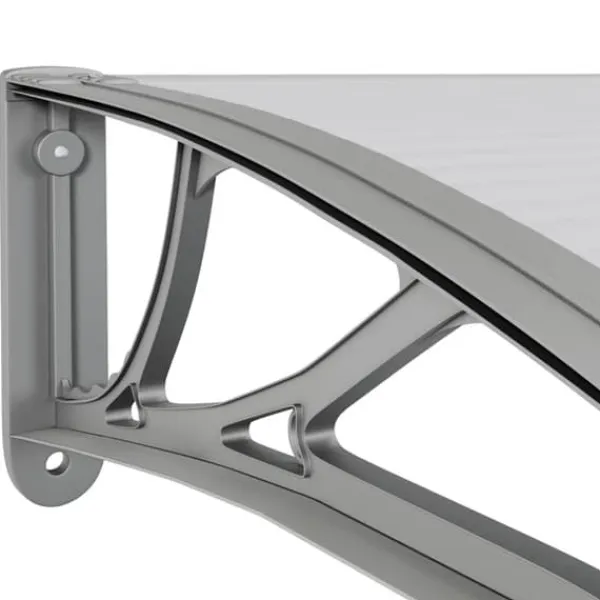 New Entrétak av polykarbonat - Väderbeständig och slitstark | Färg: Grå/Transparent | Storlek: 400x75 cm Valvbågar, Spaljéer, Bersåer & Pergolor