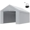 Ersättande carport markis duk-VEVOR-6,1x3 m, sidovägg garage presenning, vattentät och UV-skyddad, grå