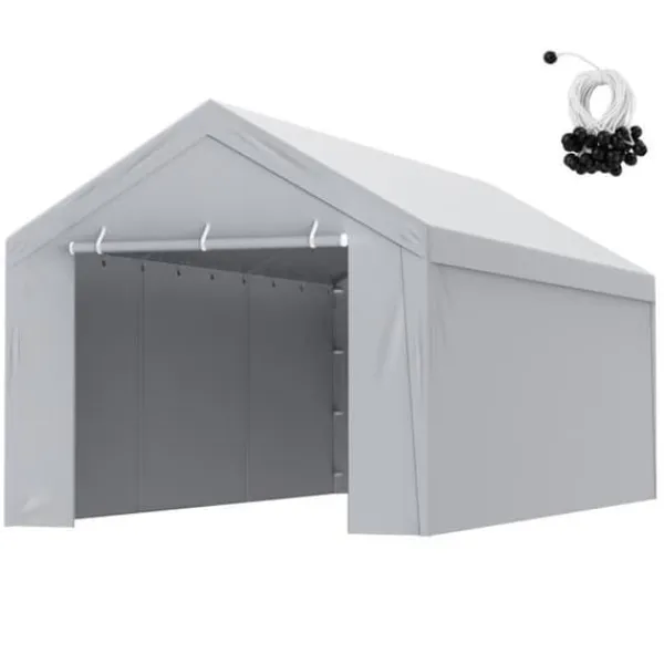 Ersättande carport markis duk-VEVOR-6,1x3 m, sidovägg garage presenning, vattentät och UV-skyddad, grå