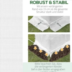 Ersättningsfolie 600x300x200 cm, frontdörr & 12 fönster, rivtålig UV-PE – växthustunnel, vit