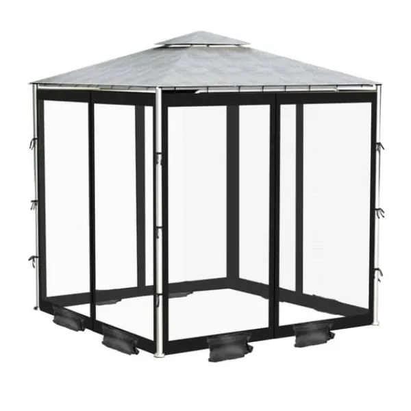 New Ersättningsmyggnät, fyrdörrars, insektsbekämpad, universell passform,Svart, 300x300x230cm Tält & Lusthus