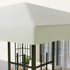 Ersättningstak till paviljong 3x3 m, vattentätt, oxford 370 g/m², ljusgrå