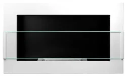 New Etanolkamin Öppna spisar Bio-eldplats Väggmonterad biokamin Bioetanolbrännare 65 x 40 x 12 cm vit blank med glas ekologisk eldstad Öppna Spisar
