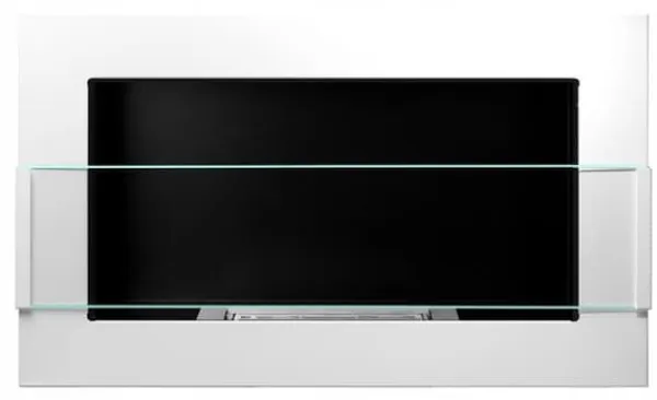 New Etanolkamin Öppna spisar Bio-eldplats Väggmonterad biokamin Bioetanolbrännare 65 x 40 x 12 cm vit blank med glas ekologisk eldstad Öppna Spisar