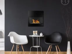 Etanolkamin Bio-eldplats Hängande biokamin BOARD Bioetanolbrännare 45 cm x 47 cm x 16,5 cm med glas kan användas som skrivtavla ekologisk eldsta