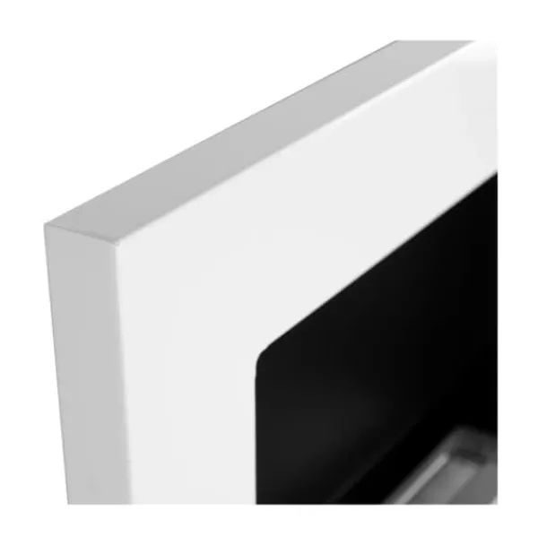 Sale Etanolkamin Kaminen Öppna spisar Bio-eldplats Väggmonterad biokamin Bioetanolbrännare 65 x 40 x 12 cm vit blank med glas ekologisk eldstad Öppna Spisar