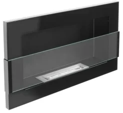 Outlet Etanolkamin Öppna spisar Bio-eldplats Väggmonterad biokamin Bioetanolbrännare 65 x 40 x 12 cm blank svart med glas Öppna Spisar