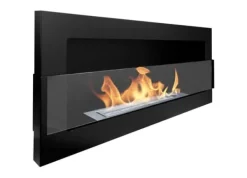 Hot Etanolkamin Öppna spisar Bio-eldplats Hängande biokamin svart med glas Bioetanolbrännare 90 cm x 40 cm x 12 cm ekologisk eldstad Öppna Spisar