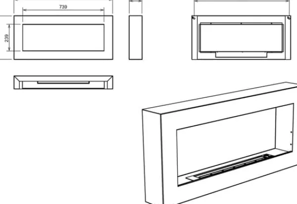 Best Etanolkamin Öppna spisar Bio-eldplats Hängande biopejs Bioetanolbrännare BOX 90 cm x 40 cm x 12 cm matt svart ekologisk eldstad Öppna Spisar
