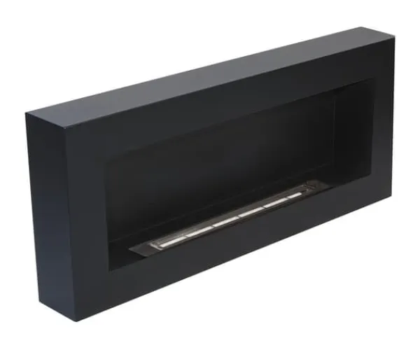 Best Etanolkamin Öppna spisar Bio-eldplats Hängande biopejs Bioetanolbrännare BOX 90 cm x 40 cm x 12 cm matt svart ekologisk eldstad Öppna Spisar