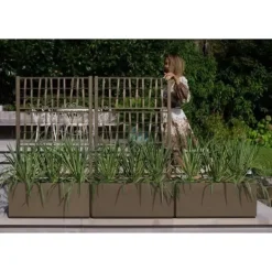 Outlet Ethica rektangulär blomlåda 80 cm med taupe spaljé Krukor & Växtbehållare