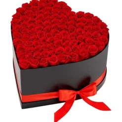 Discount Evighetsrosor - Hjärtformad Rosbox - Konserverade Rosor 100 St - Lång Hållbarhet - Underhållsfri - Röd Blommor