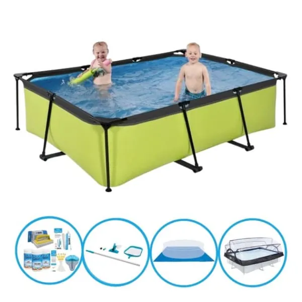 Online EXIT Simbassäng Lime - 220x150x60 cm - Frame Pool - Poolpaket Pooler