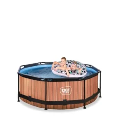 Clearance EXIT Wood pool ø244x76cm med filterpump - brun Pooler